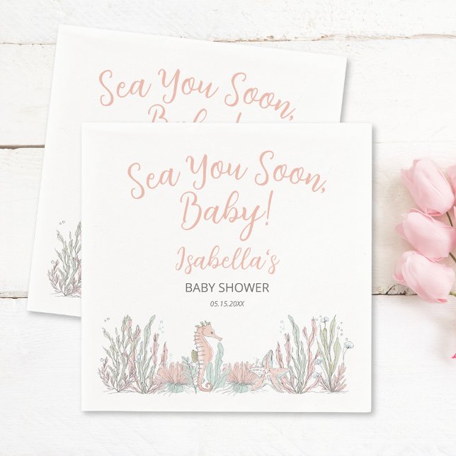 Servilleta De Papel Sea You Soon Cute Hand Drawn Baby Shower (Subido por el creador)