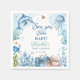 Servilleta De Papel Sea You Soon Seashell Baby Shower