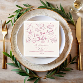 Servilleta De Papel Sea you soon seashells beach girls baby shower