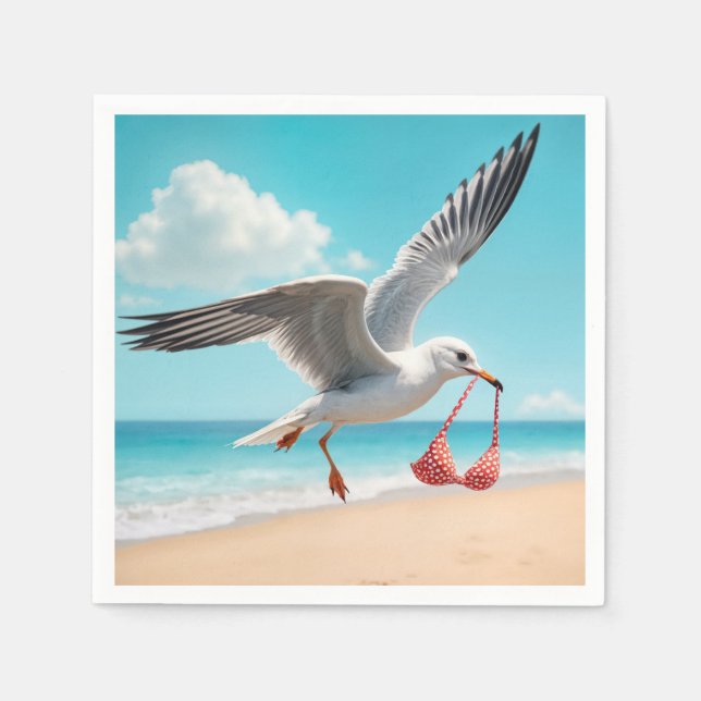 Servilleta De Papel Seagull Flying With a Bikini Top (Anverso)