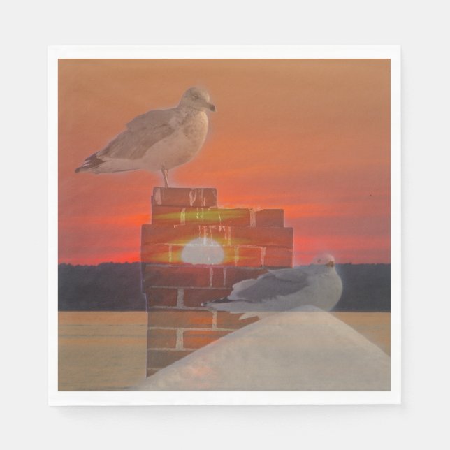 Servilleta De Papel Seagull Sunset (Anverso)