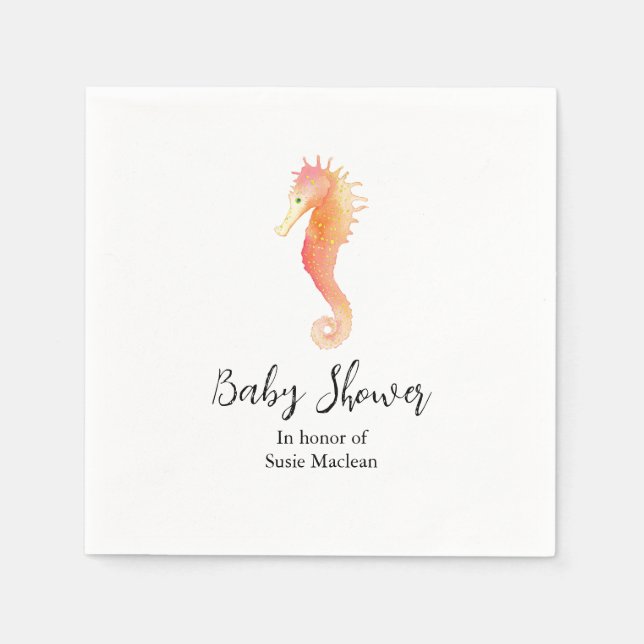 Servilleta De Papel Seahorse Baby Shower Napkin (Anverso)