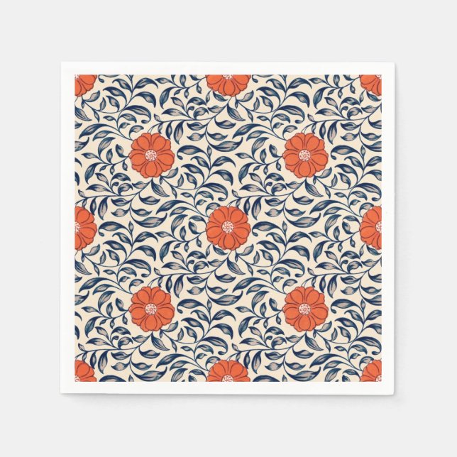 Servilleta De Papel Seamless floral pattern with vibrant orange flower (Anverso)