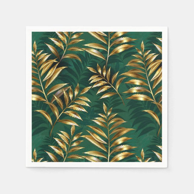 Servilleta De Papel Seamless pattern with golden ferns (Anverso)