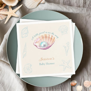 Servilleta De Papel Seashell Beach Little Pearl Baby Shower