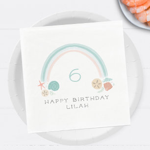 Servilleta De Papel Seashell Rainbow Nautical Birday Party