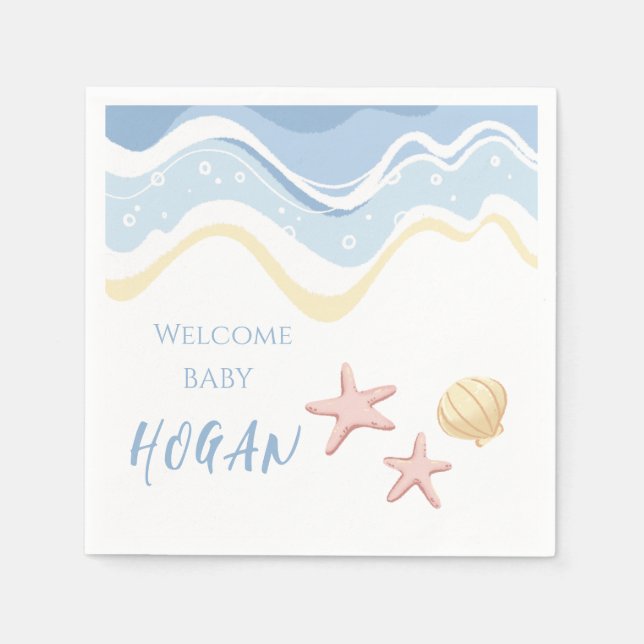 Servilleta De Papel Seashell Starfish Beach Temática Napkins (Anverso)