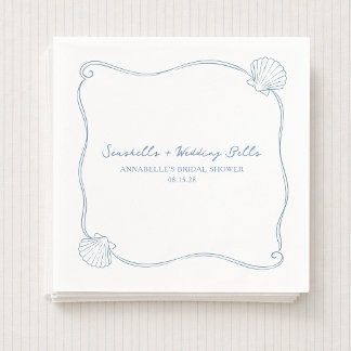Servilleta De Papel Seashells and Wedding Bells Coastal Bridal Shower