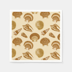 Servilleta De Papel Seashells - Brown en un fondo beige