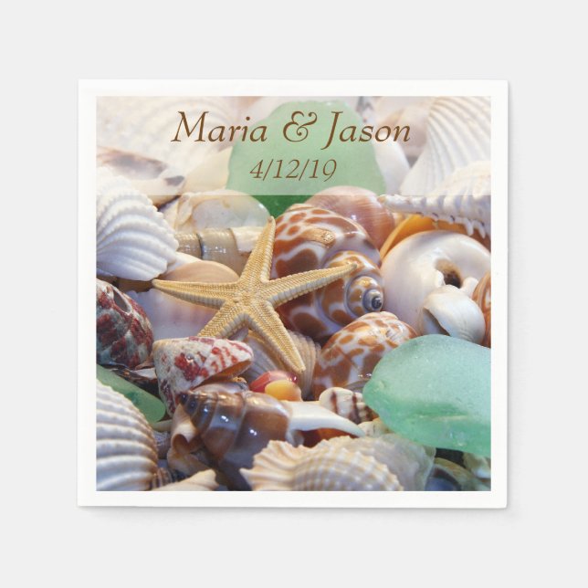 Servilleta De Papel Seashells Personalizado Napkins (Anverso)