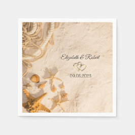 Servilleta De Papel Seashells Rope Sand Boda