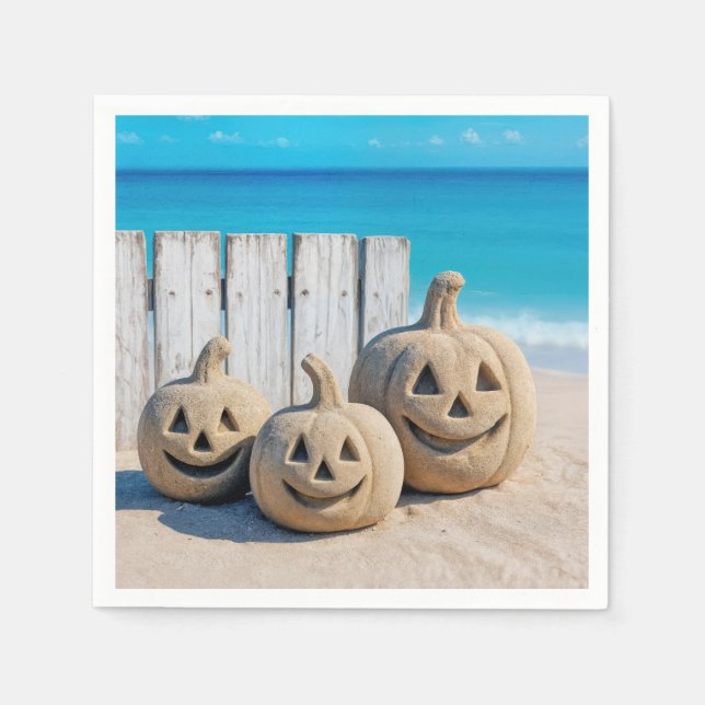Servilleta De Papel Seashore Sand Jack o' Lanterns  (Anverso)