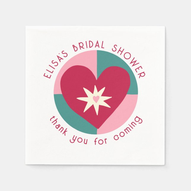 Servilleta De Papel Seaside Soiree Bridal Shower Cute Heart PERSONALIZ (Anverso)