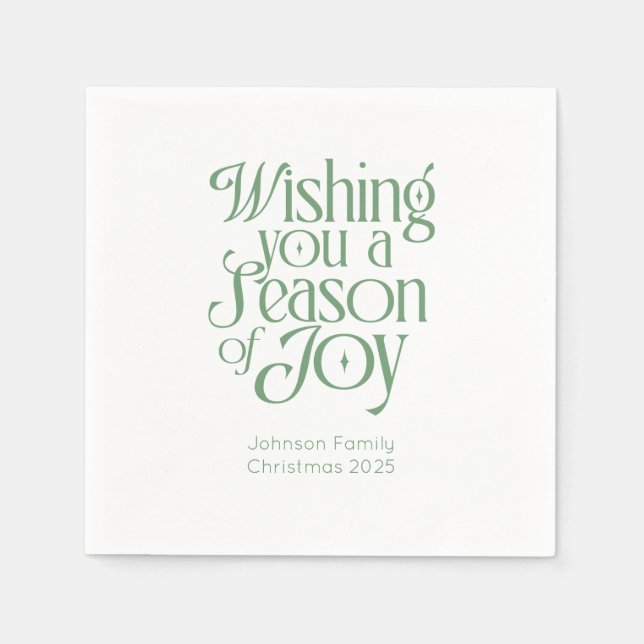 Servilleta De Papel Season of Joy Holiday Napkins Personalized (Anverso)