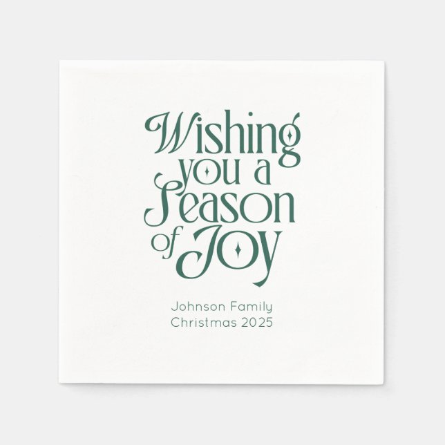 Servilleta De Papel Season of Joy Holiday Napkins Personalized (Anverso)