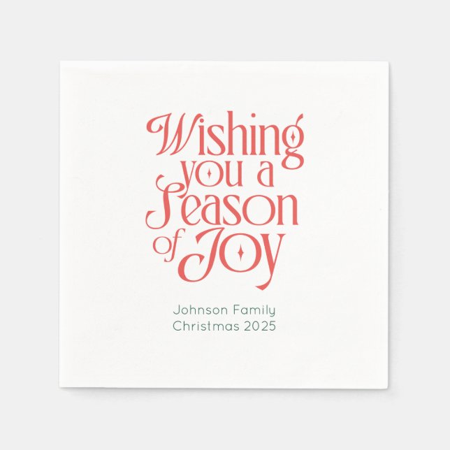 Servilleta De Papel Season of Joy Holiday Napkins Personalized (Anverso)