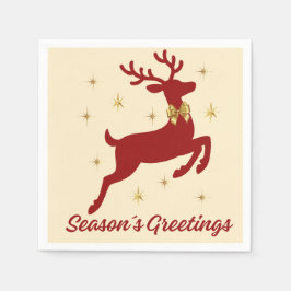 Servilleta De Papel Season’s Greetings Red Reindeer Paper Napkin