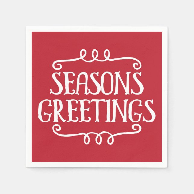Servilleta De Papel Seasons Greetings Navidades Holiday Napkin (Anverso)