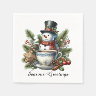 Servilleta De Papel Seasons Greetings Snowman personalizable Napkins
