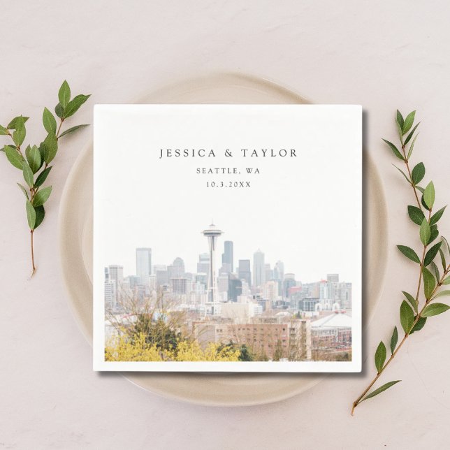 Servilleta De Papel Seattle Boda Personalizado Cocktail Napkins (Seattle Wedding Napkin)