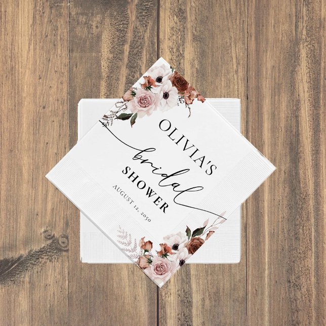Servilleta De Papel Seda Floral Bridal Shower Napkin (Subido por el creador)