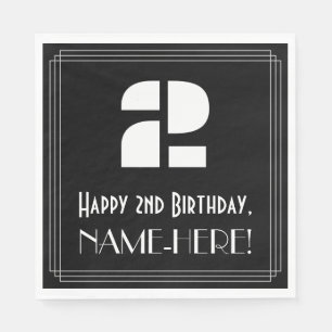 Servilleta De Papel Segundo cumpleaños: Aspecto inspirado en Art Deco