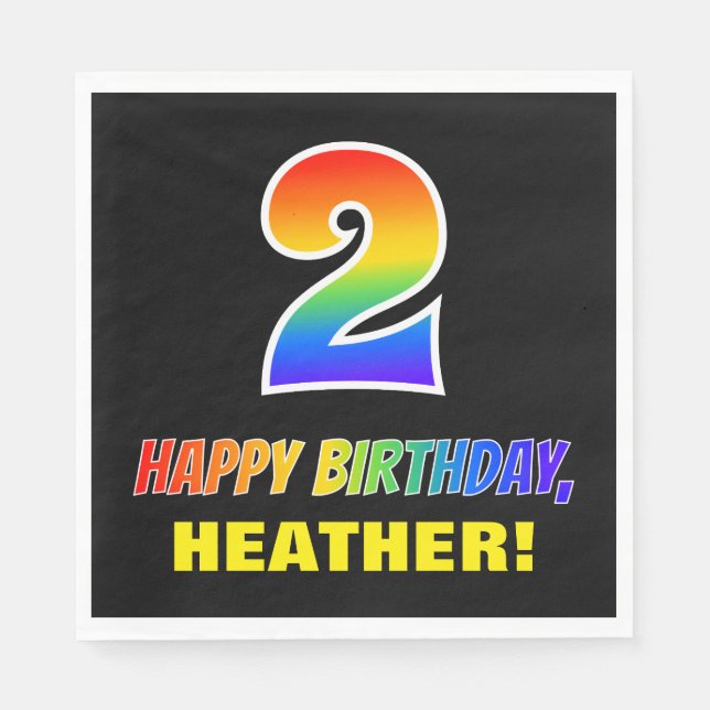 Servilleta De Papel Segundo cumpleaños: audaz, divertido, simple, arco (Anverso)