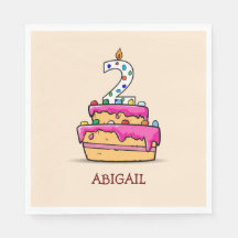Segundo cumpleaños, chica, 2 con pastelito rosa du