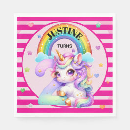 Servilleta De Papel Segundo cumpleaños de Arcoiris y Unicornio