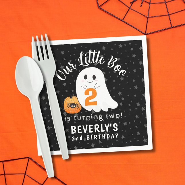 Servilleta De Papel Segundo cumpleaños de Halloween Ghost Little Boo (Subido por el creador)