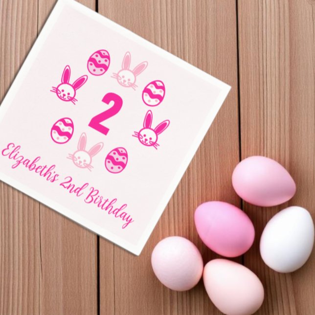 Servilleta De Papel Segundo cumpleaños de Pascua Rosa (Subido por el creador)