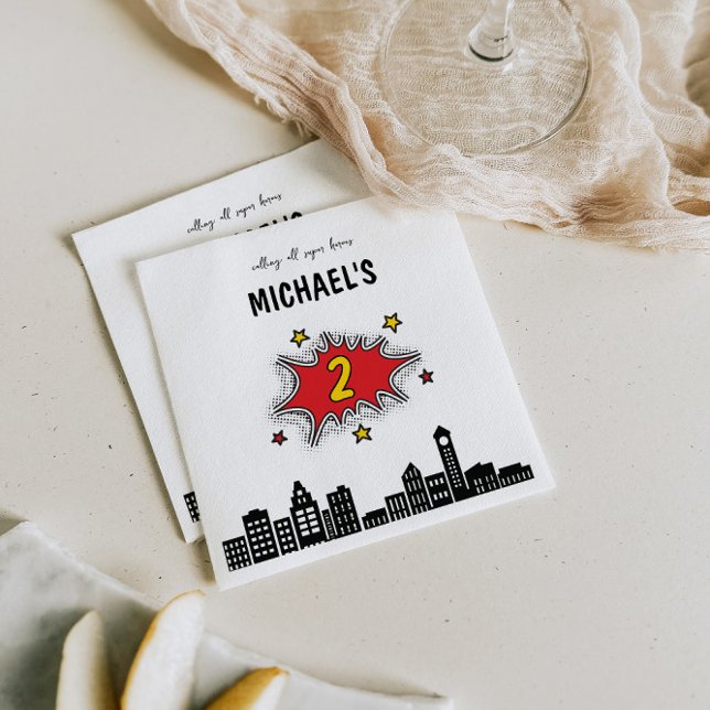 Servilleta De Papel Segundo cumpleaños de superhéroe dinámico (Subido por el creador)