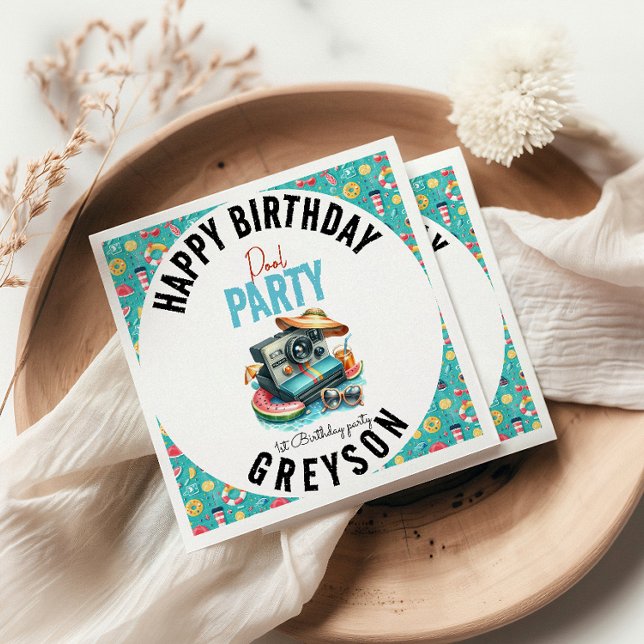 Servilleta De Papel Segundo cumpleaños del Fiesta de la piscina de ver (Subido por el creador)