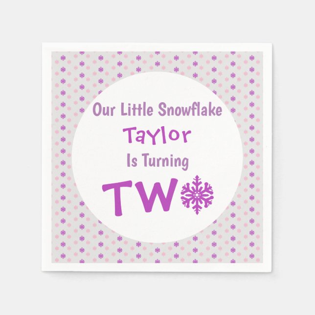 Servilleta De Papel Segundo cumpleaños del pequeño copo de nieve (Anverso)
