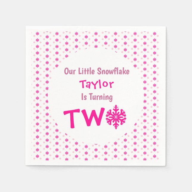 Servilleta De Papel Segundo cumpleaños del pequeño copo de nieve (Anverso)
