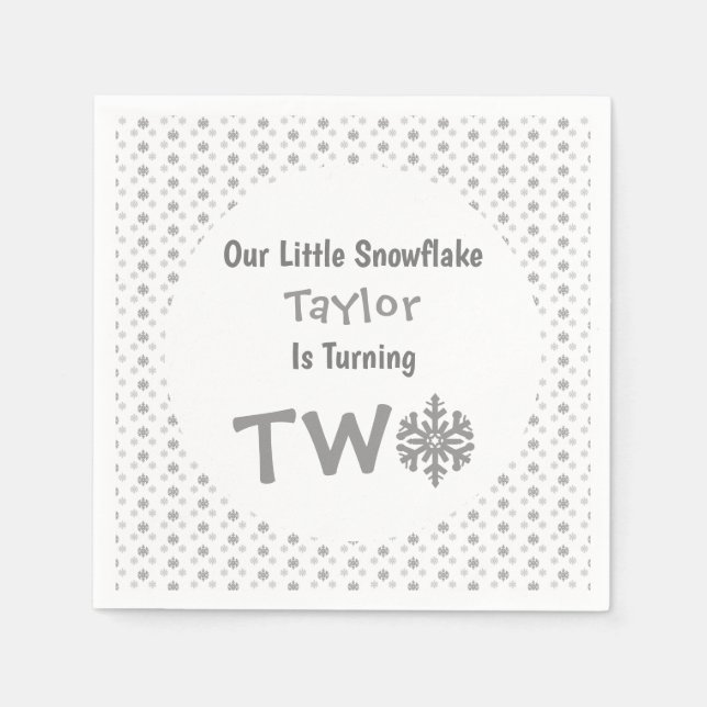Servilleta De Papel Segundo cumpleaños del pequeño copo de nieve (Anverso)