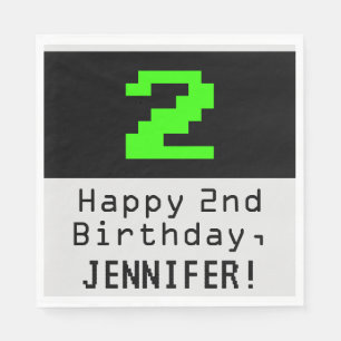 Servilleta De Papel Segundo cumpleaños - Nerdy / Geeky Style "2" y no