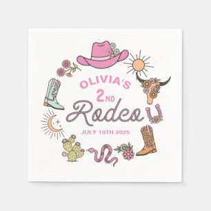 Servilleta De Papel Segundo Rodeo Pink Western Cowboy Cumpleaños 2