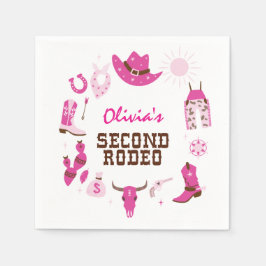Servilleta De Papel Segundo Rodeo Pink Western Cowboy Cumpleaños 2