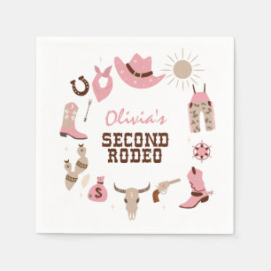 Servilleta De Papel Segundo Rodeo Pink Western Cowboy Cumpleaños 2