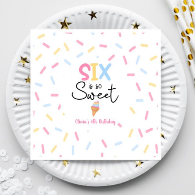 Servilleta De Papel Seis Es Tan Dulce Crema De Hielo Sexta Fiesta De C (Subido por el creador)