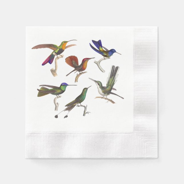 Servilleta De Papel Seis hermosos Hummingbirds (Anverso)