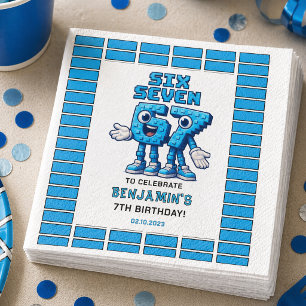 Servilleta De Papel Seis Siete Meme Cumpleaños 7   Divertido Moderno