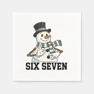 Servilleta De Papel Seis Siete Muñeco de Nieve Navidad Santa 6 7 Xmas