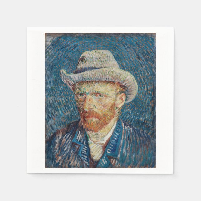 Servilleta De Papel Self Portrait with Grey Felt Hat by Vincent van Go (Anverso)