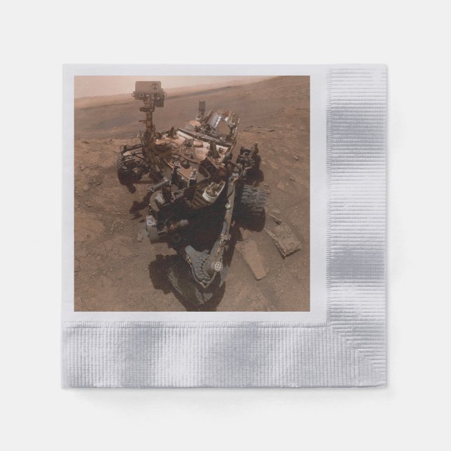 Servilleta De Papel Selfie de Marte Curiosity Marciano Rojo (Anverso)