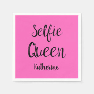 Servilleta De Papel Selfie nombre de reina Fuchsia personalizada rosa