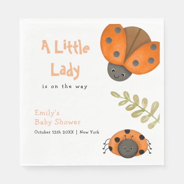 Servilleta De Papel Selva acuarela Little Ladybug Baby Shower (Anverso)