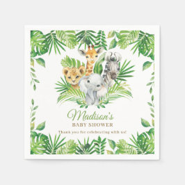 Servilleta De Papel Selva Animal Safari Greenery Neutral Baby Shower