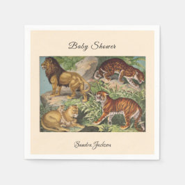 Servilleta De Papel Selva de gato león Género neutro Baby Shower por c